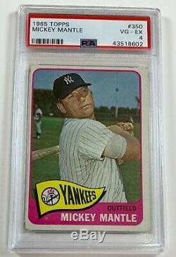 1965 Topps #350 Mickey Mantle PSA 4 VG-EX Graded Card SD1-8602