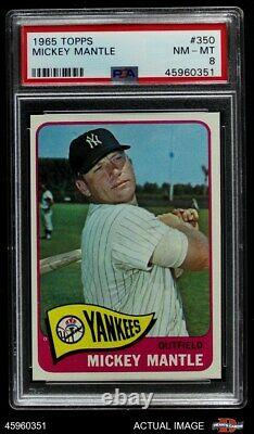 1965 Topps #350 Mickey Mantle Yankees PSA 8 NM/MT