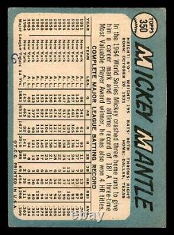 1965 Topps Baseball #350 Mickey Mantle VG