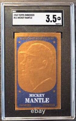 1965 Topps Embossed #11 Mickey Mantle (hof) Yankees Sgc 3.5 (vg+)