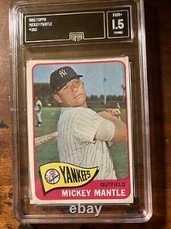 1965 Topps Mickey Mantle N. Y. Yankees Baseball Card Gma 1.5 Fair