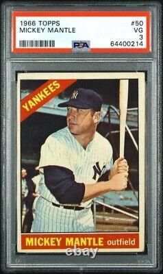 1966 Topps #50 MICKEY MANTLE PSA 3 VG New York Yankees HOF Strong Eye Appeal