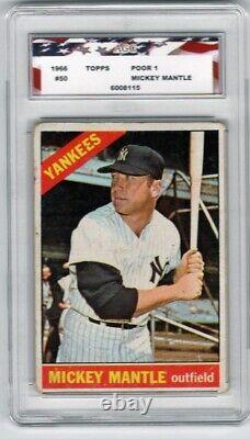 1966 Topps #50 Mickey Mantle AGC 1 Poor New York Yankees