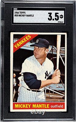 1966 Topps #50 Mickey Mantle New York Yankees HOF SGC 3.5 VG+