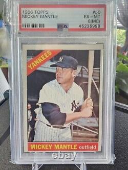 1966 Topps #50 Mickey Mantle PSA 6 Yankees Vintage Baseball