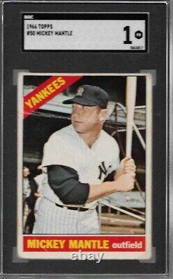 1966 Topps #50 Mickey Mantle SGC 1 Poor Yankees HOF Graded Baseball Card