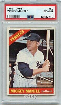 1966 Topps Baseball #50 Mickey Mantle, New York Yankees, Hof Psa 6 (32742)