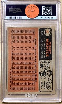 1966 Topps Baseball #50 Mickey Mantle New York Yankees PSA 1