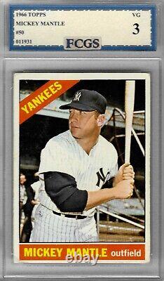 1966 Topps Mickey Mantle #50 Graded FCGS 3 VG S208