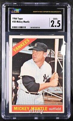 1966 Topps Mickey Mantle DP Certified Sports Guaranty 2.5