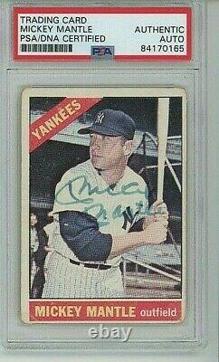1966 Topps Mickey Mantle PSA/DNA Auto #50 Signed Autograph Slabbed