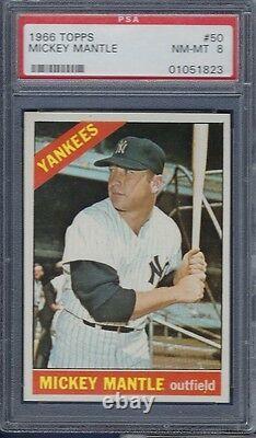1966 Topps No. 50 Mickey Mantle Psa 8 Nrmt/mt Well Centered