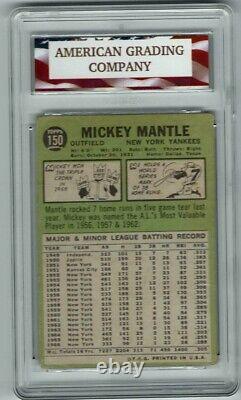 1967 Topps #150 Mickey Mantle AGC 2 Fair New York Yankees