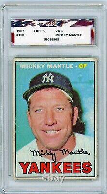 1967 Topps #150 Mickey Mantle AGC 3 VG New York Yankees