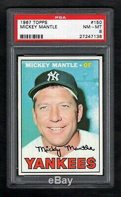 1967 Topps #150 Mickey Mantle New York Yankees Hof Psa 8.0 Nm/mt++centered