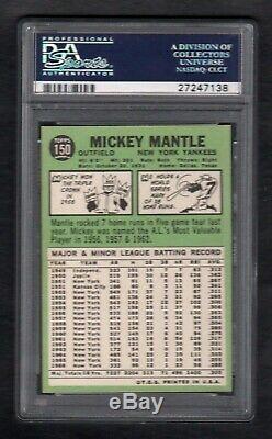 1967 Topps #150 Mickey Mantle New York Yankees Hof Psa 8.0 Nm/mt++centered