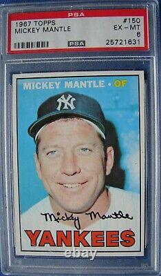 1967 Topps Mickey Mantle Baseball Card #150 Super Centering Ex-mt-6 Psa