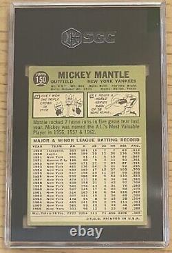1967 Topps Mickey Mantle Card #150 Sgc Authenticated Vg Excellent 4 Under Graded