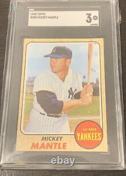 1968 Topps #280 Mickey Mantle Baseball Card SGC 3