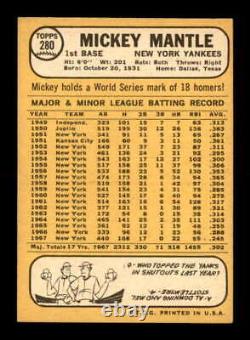 1968 Topps #280 Mickey Mantle EX+ X2831967