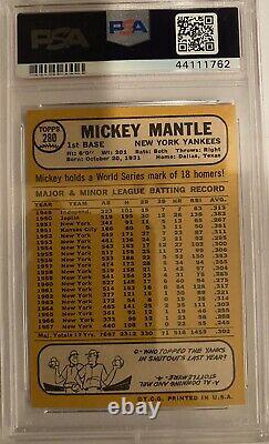 1968 Topps #280 Mickey Mantle PSA 6 EX-MT New York Yankees HOF