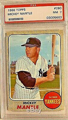 1968 Topps #280 Mickey Mantle PSA NM 7 New York Yankees NICE