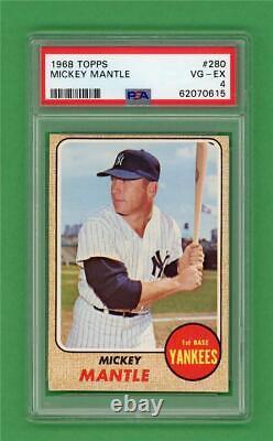 1968 Topps #280 Mickey Mantle PSA VG-EX 4 New York Yankees baseball card
