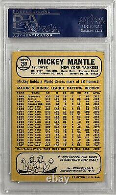 1968 Topps #280 Mickey Mantle Psa 4 (1431)