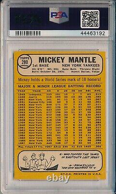 1968 Topps #280 Mickey Mantle Psa 7 Nm (svsc) Freshly Graded Centered
