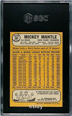 1968 Topps #280 Mickey Mantle SGC Graded EX 6 New York Yankees Vintage