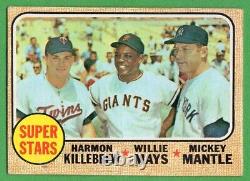 1968 Topps #490 MIckey Mantle VG-VGEX MARKED Willie Mays Harmon Killebrew HOF