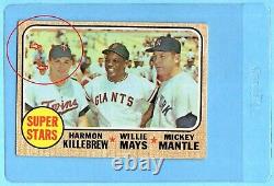 1968 Topps #490 Mickey Mantle GOOD+ CREASE Willie Mays Harmon Killebrew A3180