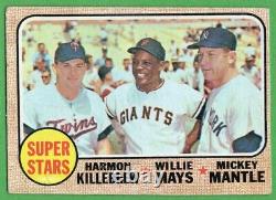 1968 Topps #490 Super-Stars VG CREASE Willie Mays Mickey Mantle Harmon Killebrew