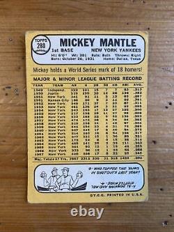 1968 Topps Baseball #280 Mickey Mantle NY Yankees HOF Rare Vintage Collectible