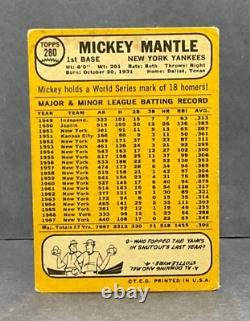 1968 Topps MICKEY MANTLE card No. 280 New York Yankees (Crease) HOF