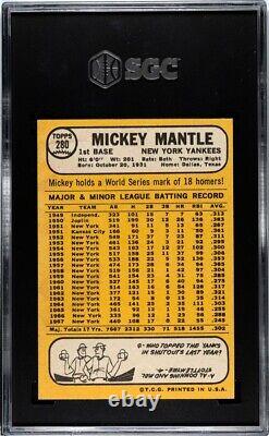 1968 Topps Mickey Mantle #280 SGC EX-NM 6. Sharp Corners+Edges. IMMACULATE