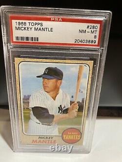 1968 Topps Mickey Mantle New York Yankees #280 Baseball Card PSA Graded 8