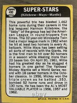 1968 Topps Mickey Mantle/Willie Mays/Killebrew #490 Super Stars (EX+)