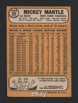 1968 Topps Set Break #280 Mickey Mantle NY New York Yankees