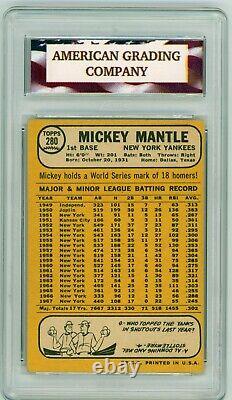 1968 Topps Tape/Front #280 Mickey Mantle AGC 3 VG New York Yankees