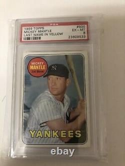 1969 Mickey Mantle Last Name In Yellow Topps PSA 6 EX-MT