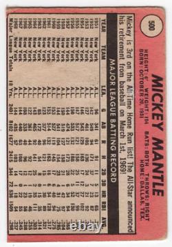 1969 TOPPS Mickey Mantle #500 Yellow Last Name Baseball Card HOF See Desc