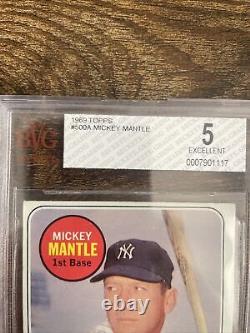 1969 TOPPS NO. 500 MICKEY MANTLE BVG 5 EXCELLENT HOF New York Yankees