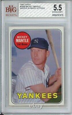 1969 Topps #500B Mickey Mantle White Letters BVG 5.5 Nicely Centered