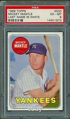 1969 Topps #500 Mickey Mantle (Last Name in White) PSA 6 EX-MT NY Yankees