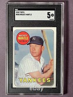 1969 Topps #500 Mickey Mantle Yellow Letter SGC 5