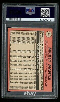 1969 Topps Baseball Trading Card #500 Mickey Mantle (Yellow Letters) PSA 4 VG-EX