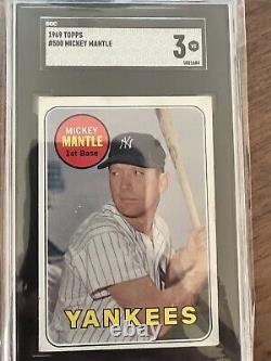 1969 Topps Last Name in Yellow #500 Mickey Mantle Graded SGC 3 PSA