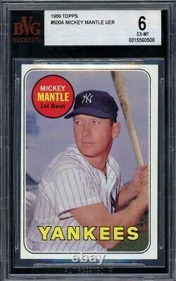 1969 Topps Mickey Mantle #500 BVG 6 EX-MT Yellow Text Last Year Card Yankees