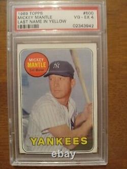 1969 Topps Mickey Mantle Last Name In Yellow #500 Yankees PSA 4 VG-EX